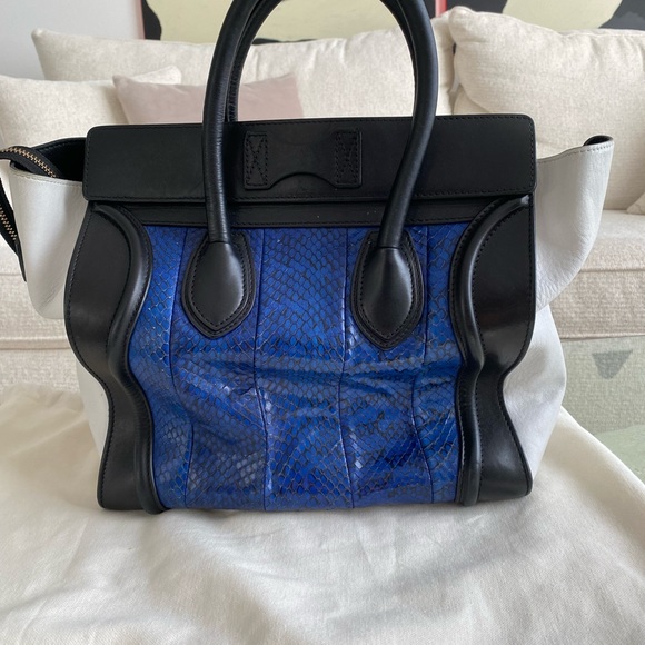 Celine Royal Blue Python Tricolor Mini Luggage Tote - Picture 6 of 14